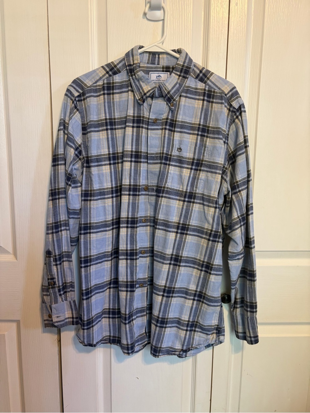Southern Tide Blue and Gray Plaid Button-Down Shirt
